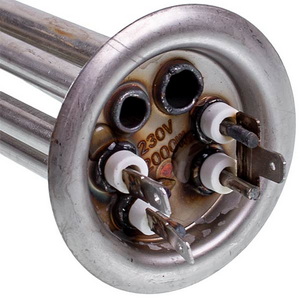 Тен для бойлера 34013090000 2000W (нержавійка) L=300mm фланець 63mm, 2 трубки під датчик анод M6