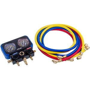 Манометрический коллектор 2-вентильный VALUE VRM2-B-501 NAVTEK + шланги 3шт.x1500mm