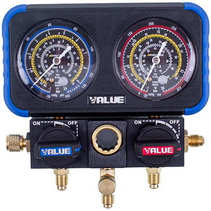 Манометричний колектор 2-вентильний VALUE VRM2-B-501 NAVTEK + шланги 3шт.x1500mm