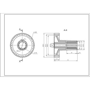 Шестерня з валом для м&aposясорубки Zelmer \ Bosch 00793638 (187.0005)