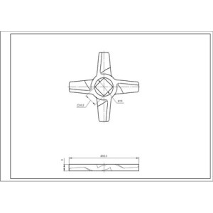 Ніж для м&aposясорубки Zelmer ZMMA028X (A863109.00) 10003883 D=55.5mm s=5mm Отвір=10x10mm NR8 (двосторонній)